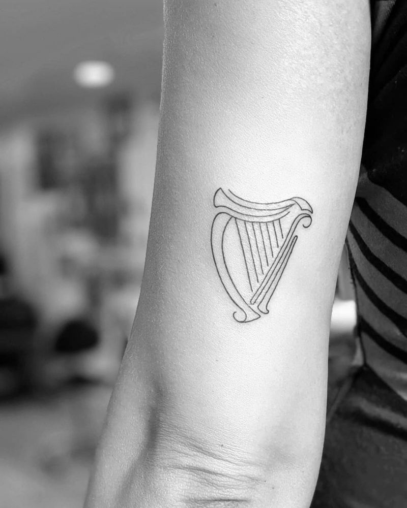 30 Pretty Harp Tattoos You Will Love