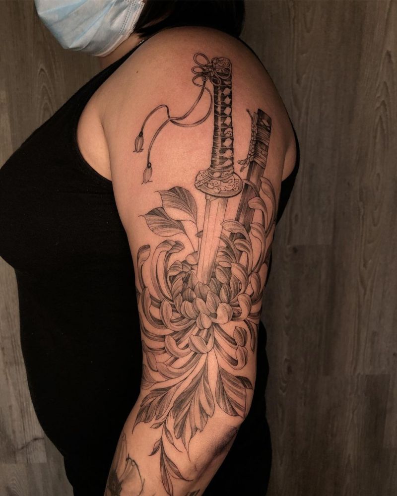 30 Pretty Katana Tattoos You Will Love