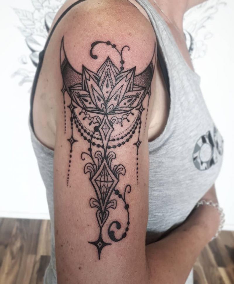 30 Pretty Mandala Moon Tattoos You Will Love