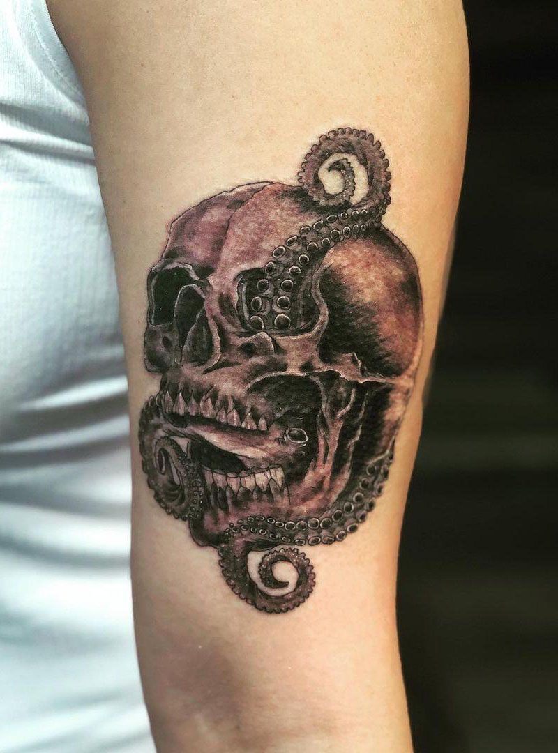 30 Pretty Octopus Skull Tattoos You Will Love