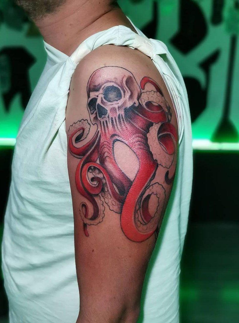 30 Pretty Octopus Skull Tattoos You Will Love