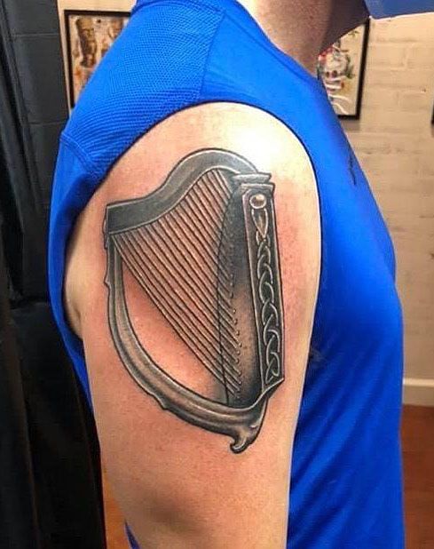 30 Pretty Harp Tattoos You Will Love