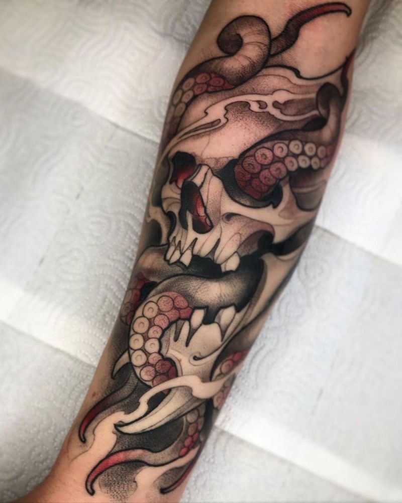 30 Pretty Octopus Skull Tattoos You Will Love