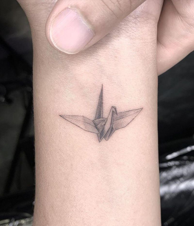 30 Pretty Paper Crane Tattoos Make Your Dream Come True