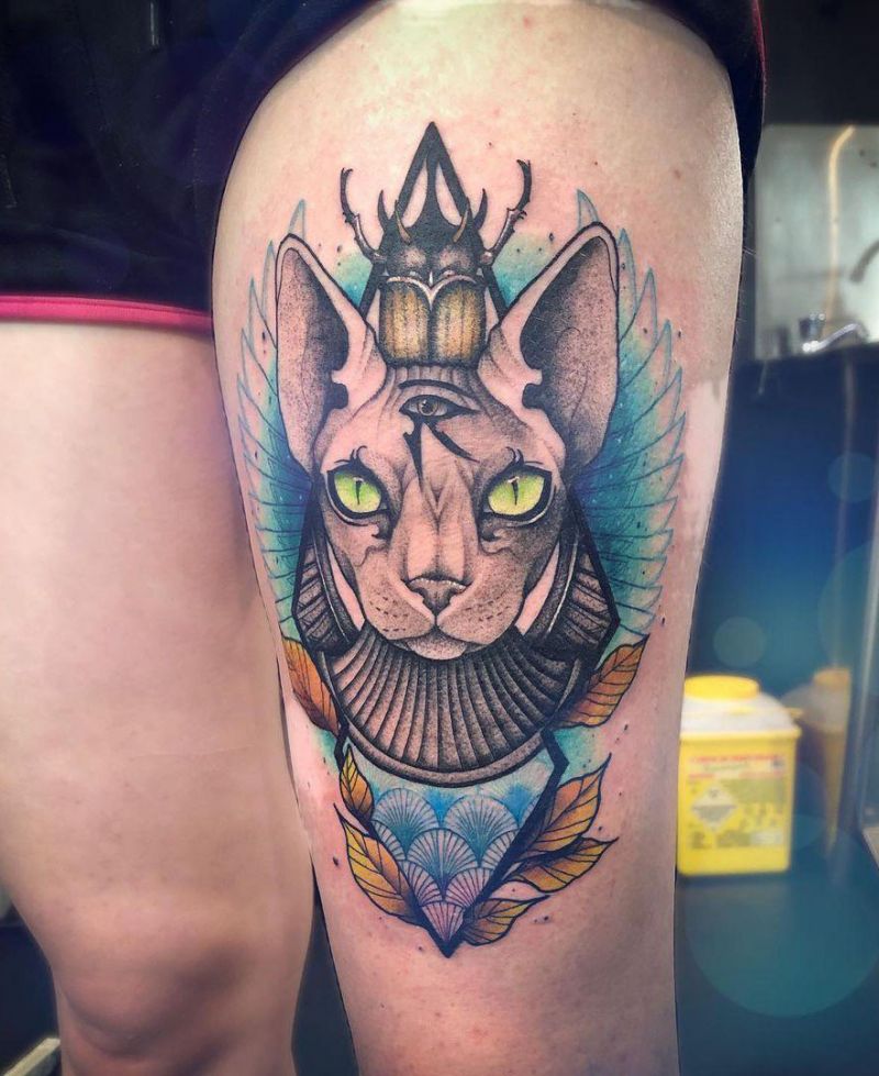 30 Pretty Sphinx Cat Tattoos to Inspire You