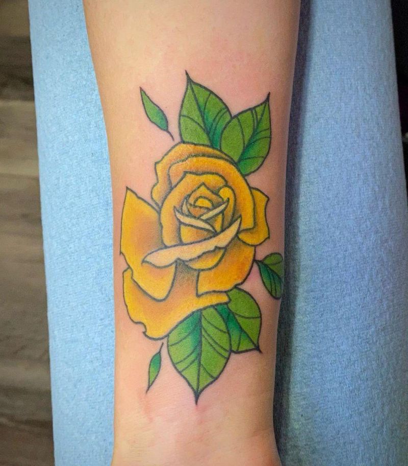 30 Pretty Yellow Rose Tattoos Make You Elegant and Beautiful