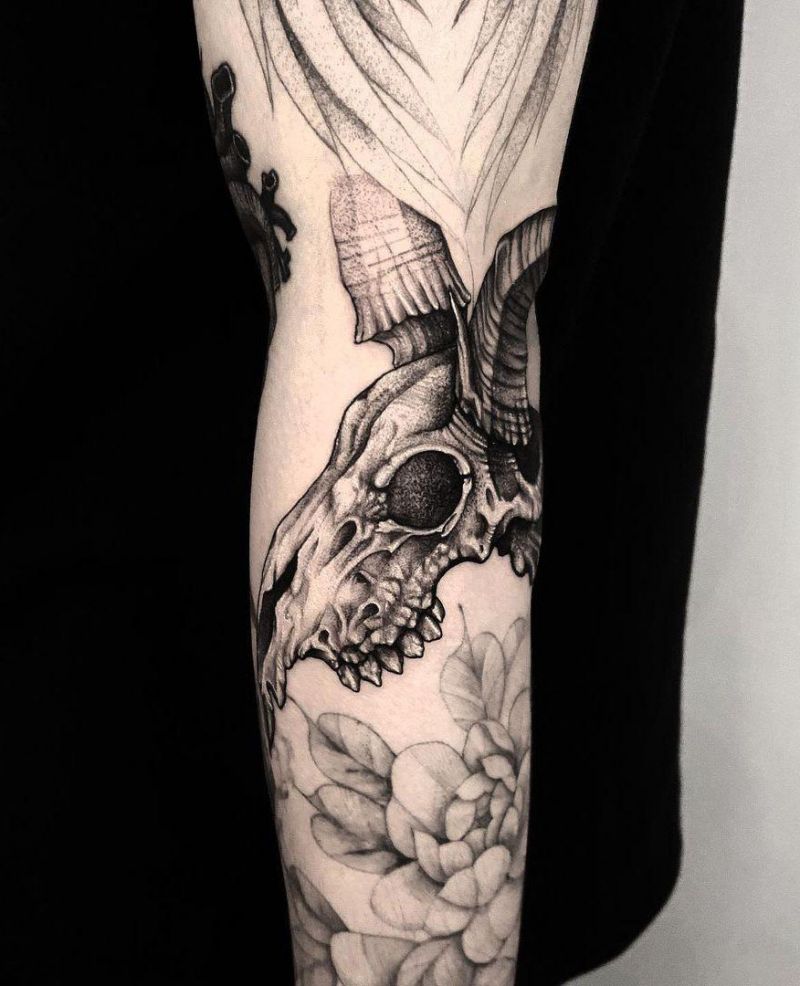 30 Pretty Goat Skull Tattoos You Must Try