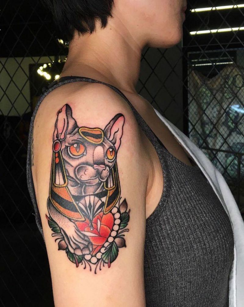 30 Pretty Sphinx Cat Tattoos to Inspire You