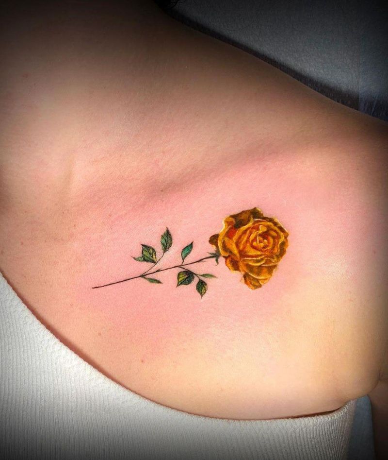 30 Pretty Yellow Rose Tattoos Make You Elegant and Beautiful