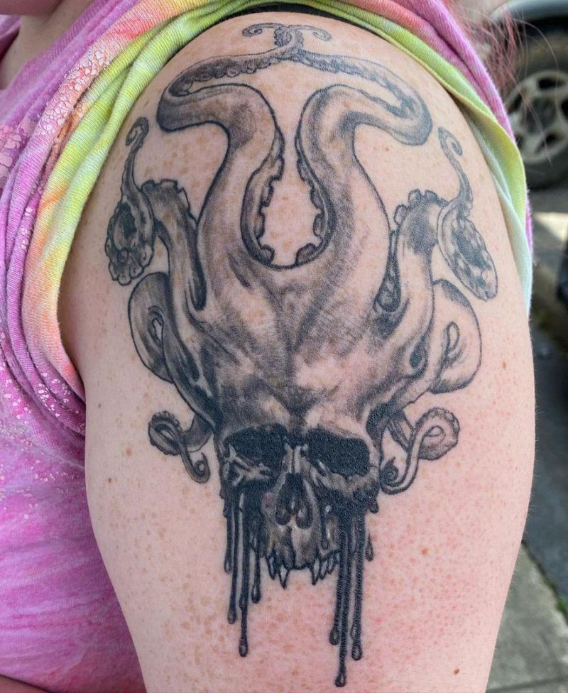 30 Pretty Octopus Skull Tattoos You Will Love