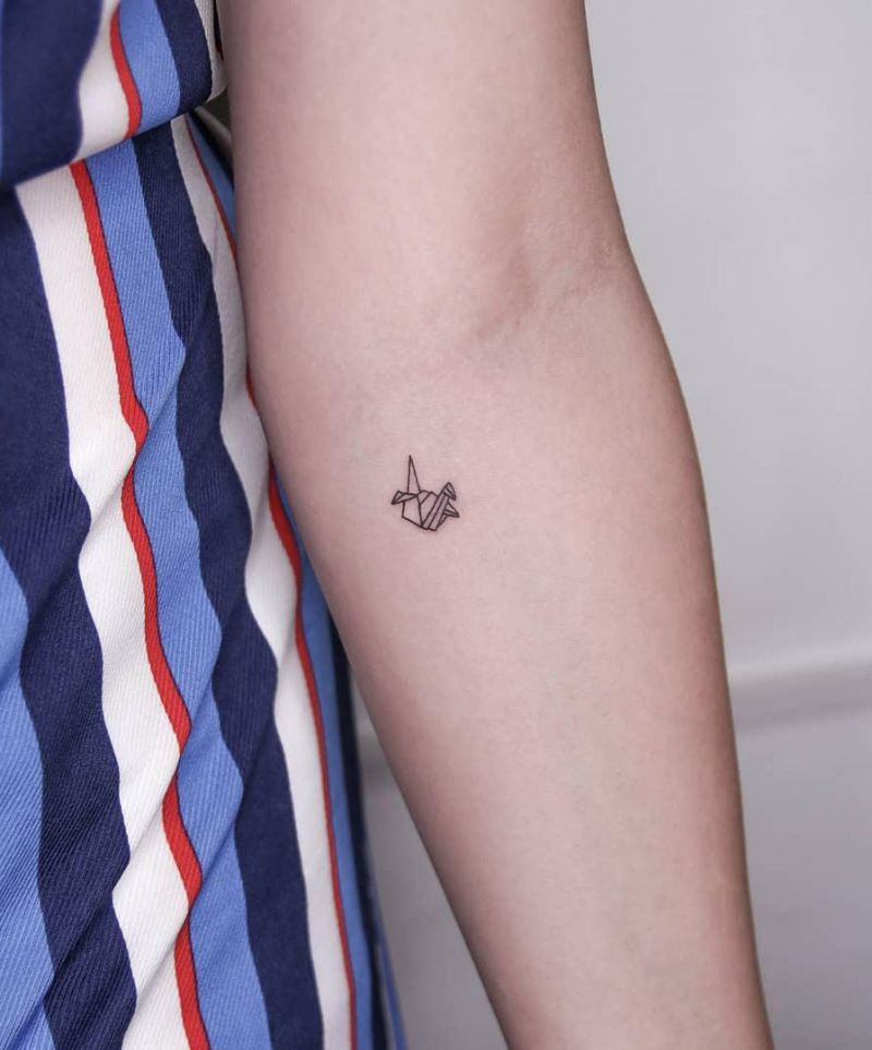 30 Pretty Paper Crane Tattoos Make Your Dream Come True