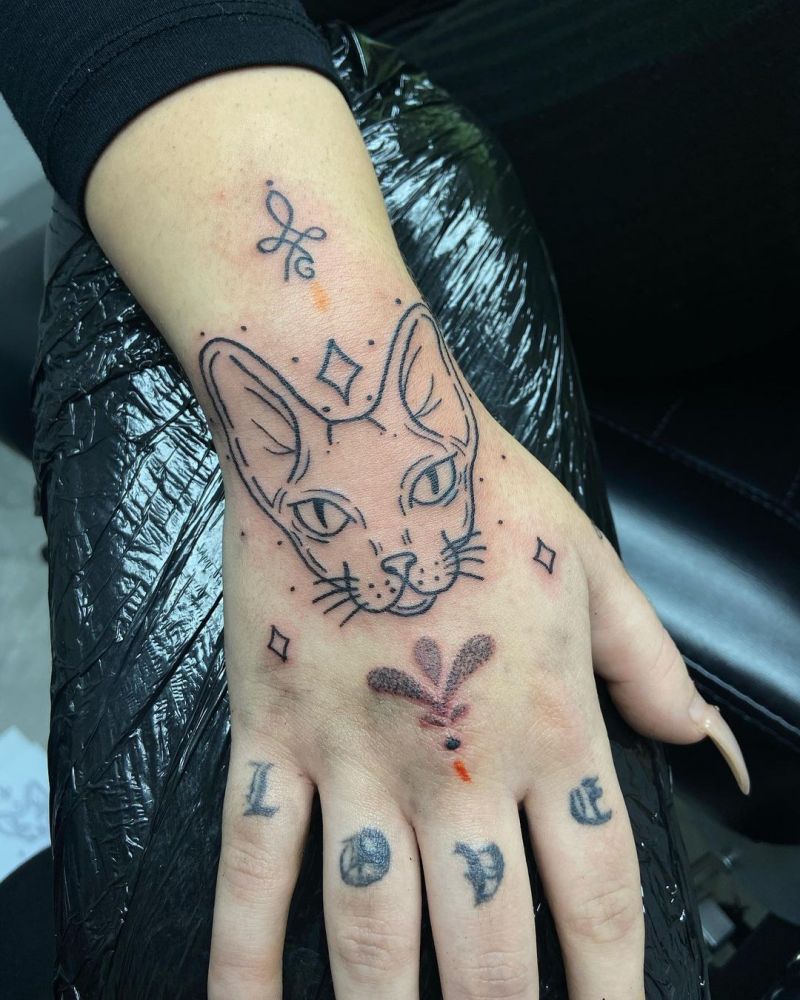 30 Pretty Sphinx Cat Tattoos to Inspire You