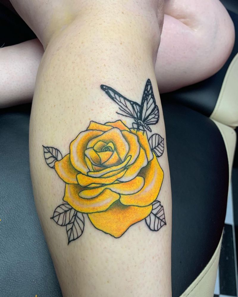 30 Pretty Yellow Rose Tattoos Make You Elegant and Beautiful