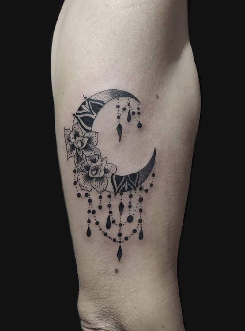 30 Pretty Mandala Moon Tattoos You Will Love