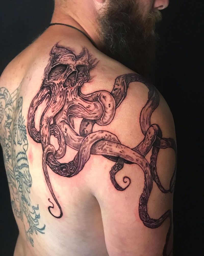 30 Pretty Octopus Skull Tattoos You Will Love