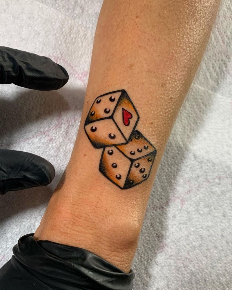 30 Pretty Dice Tattoos Hope to Bring You Luck