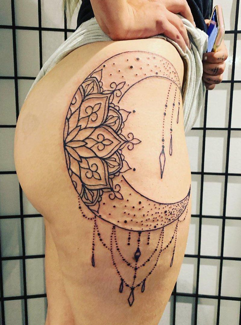 30 Pretty Mandala Moon Tattoos You Will Love