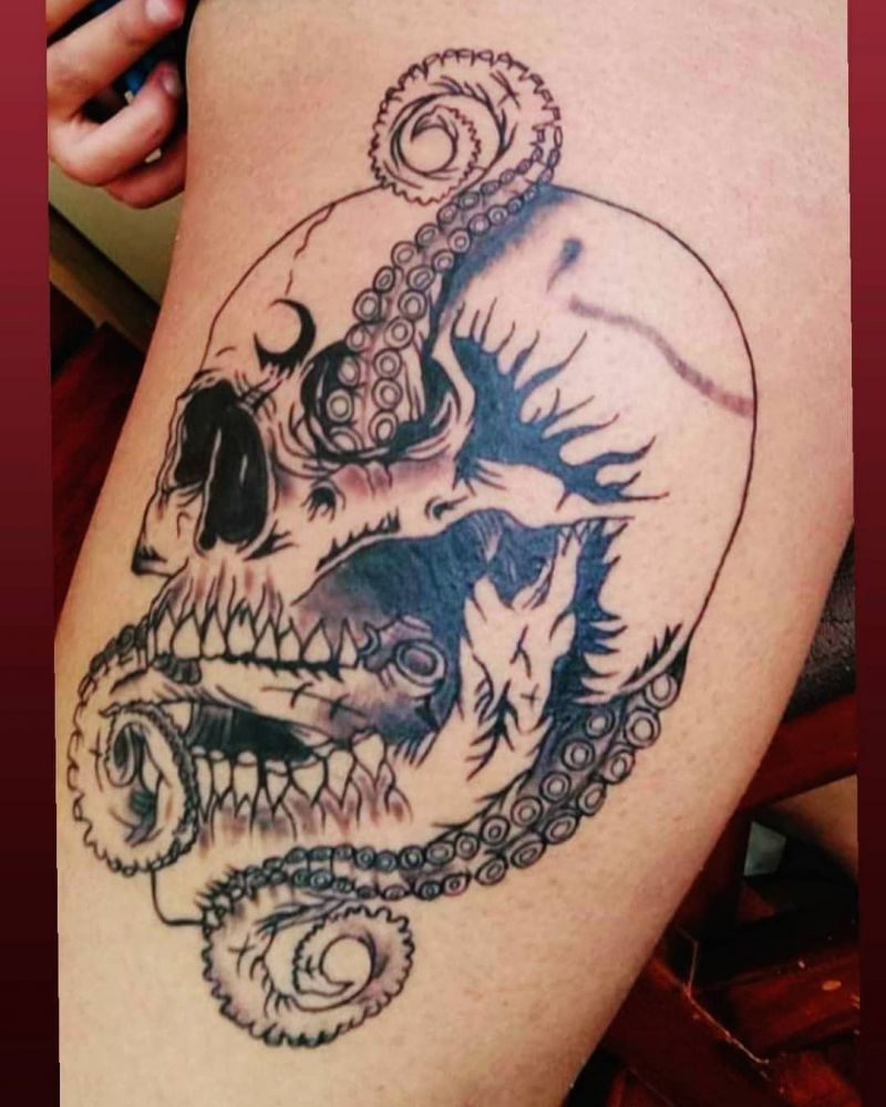 30 Pretty Octopus Skull Tattoos You Will Love