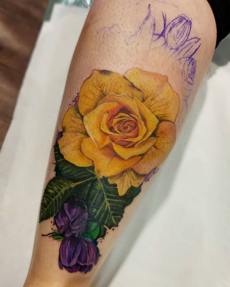 30 Pretty Yellow Rose Tattoos Make You Elegant and Beautiful