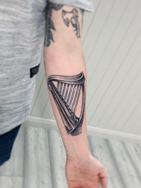 30 Pretty Harp Tattoos You Will Love