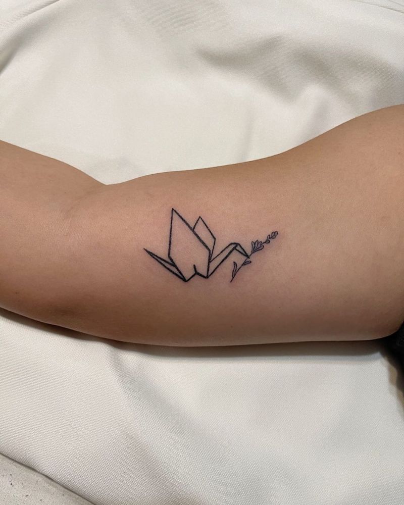 30 Pretty Paper Crane Tattoos Make Your Dream Come True