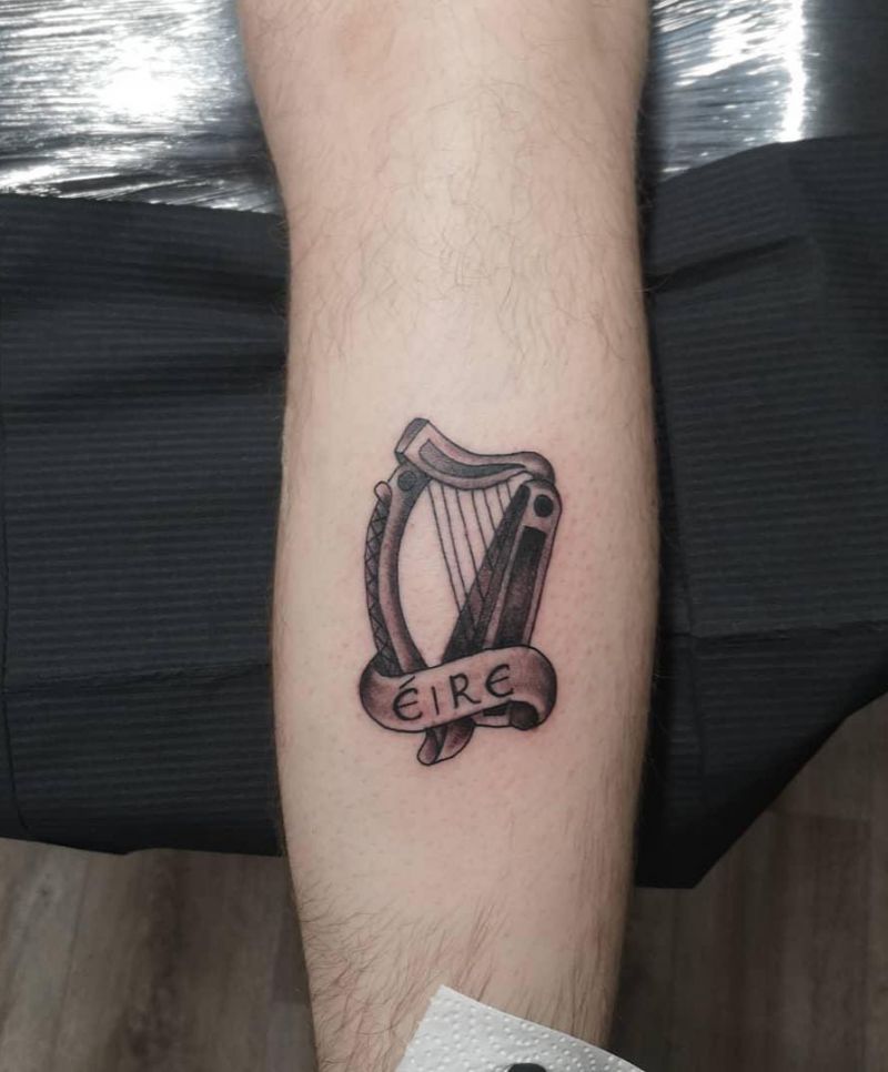 30 Pretty Harp Tattoos You Will Love