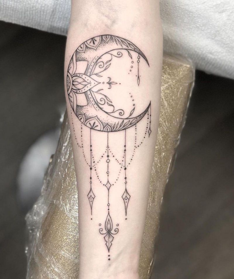 30 Pretty Mandala Moon Tattoos You Will Love