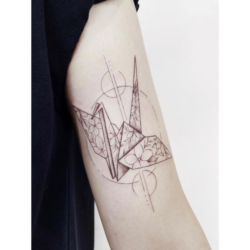 30 Pretty Paper Crane Tattoos Make Your Dream Come True