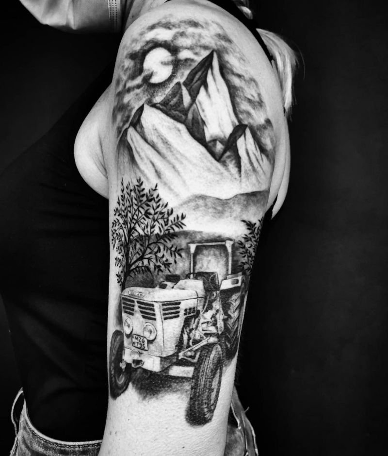 30 Perfect Tractor Tattoos to Inspire You