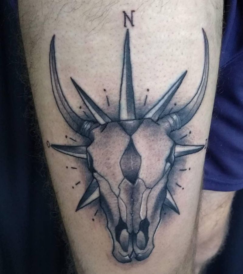 30 Pretty Bull Skull Tattoos Show Your Temperament