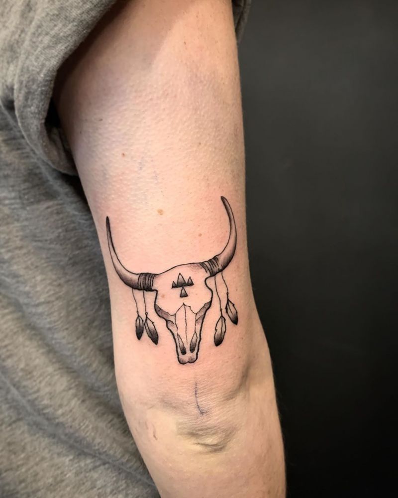 30 Pretty Bull Skull Tattoos Show Your Temperament