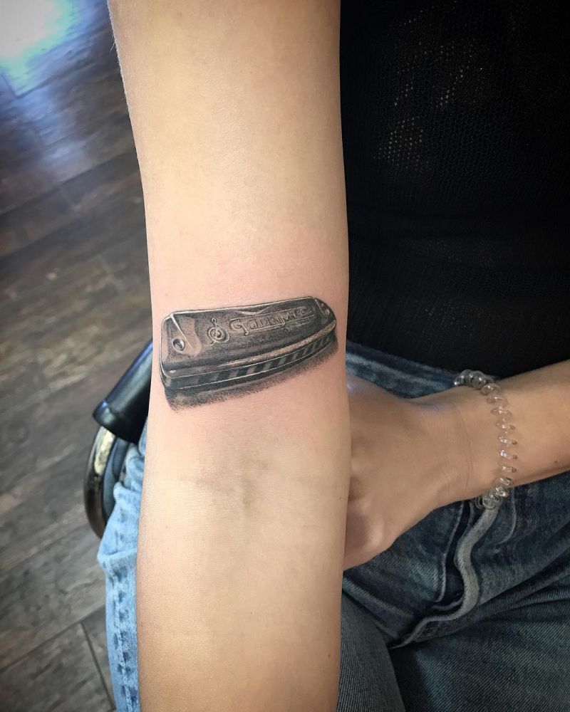 30 Pretty Harmonica Tattoos You Must Try