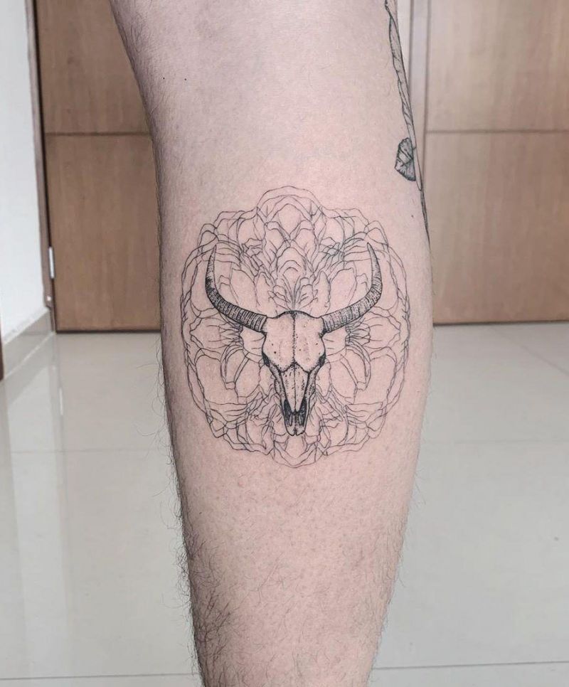 30 Pretty Bull Skull Tattoos Show Your Temperament