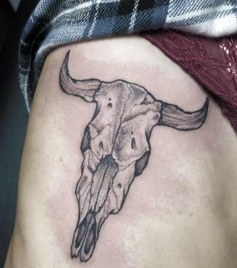 30 Pretty Bull Skull Tattoos Show Your Temperament