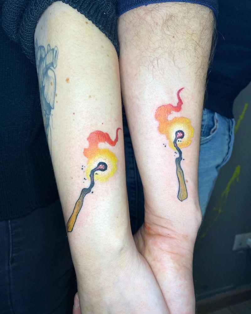 30 Pretty Match Tattoos You Must Try