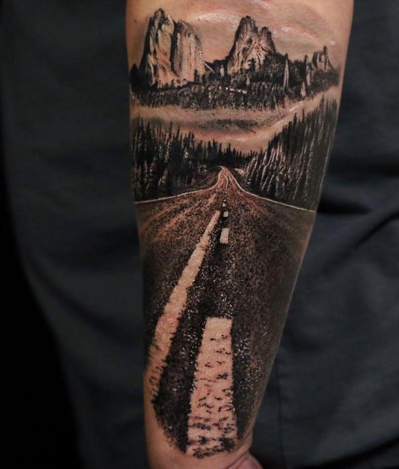 30 Pretty Road Tattoos to Inspire You