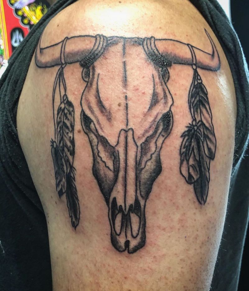 30 Pretty Bull Skull Tattoos Show Your Temperament