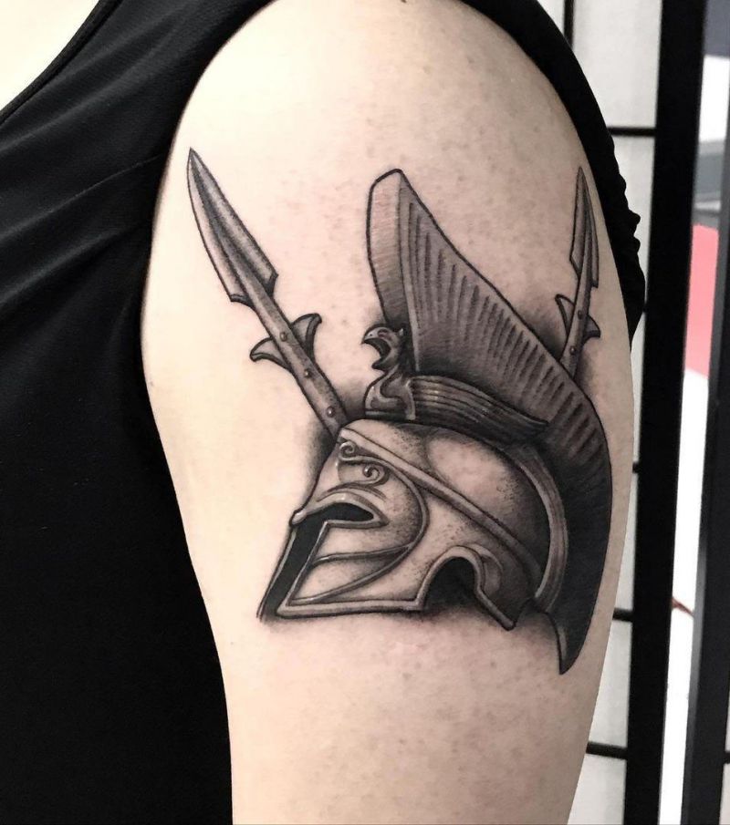 30 Pretty Helmet Tattoos to Inspire You