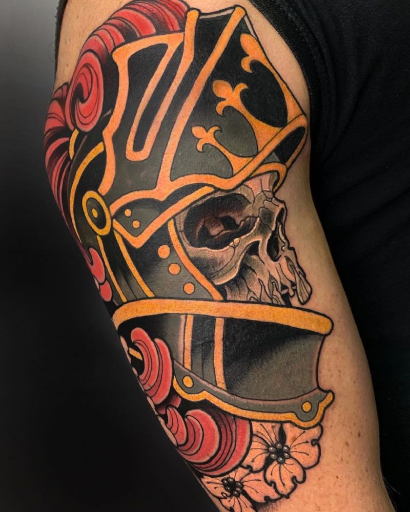 30 Pretty Helmet Tattoos to Inspire You