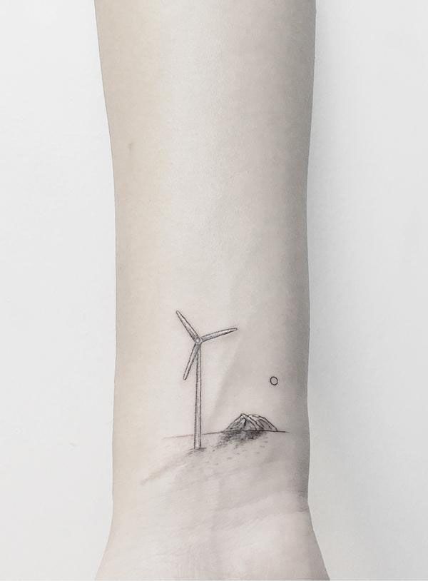 11 Pretty Wind Turbine Tattoos You Can Copy