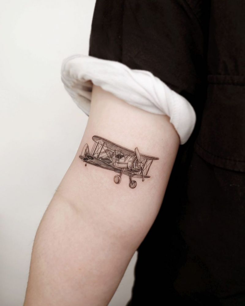 30 Pretty Biplane Tattoos You Can Copy