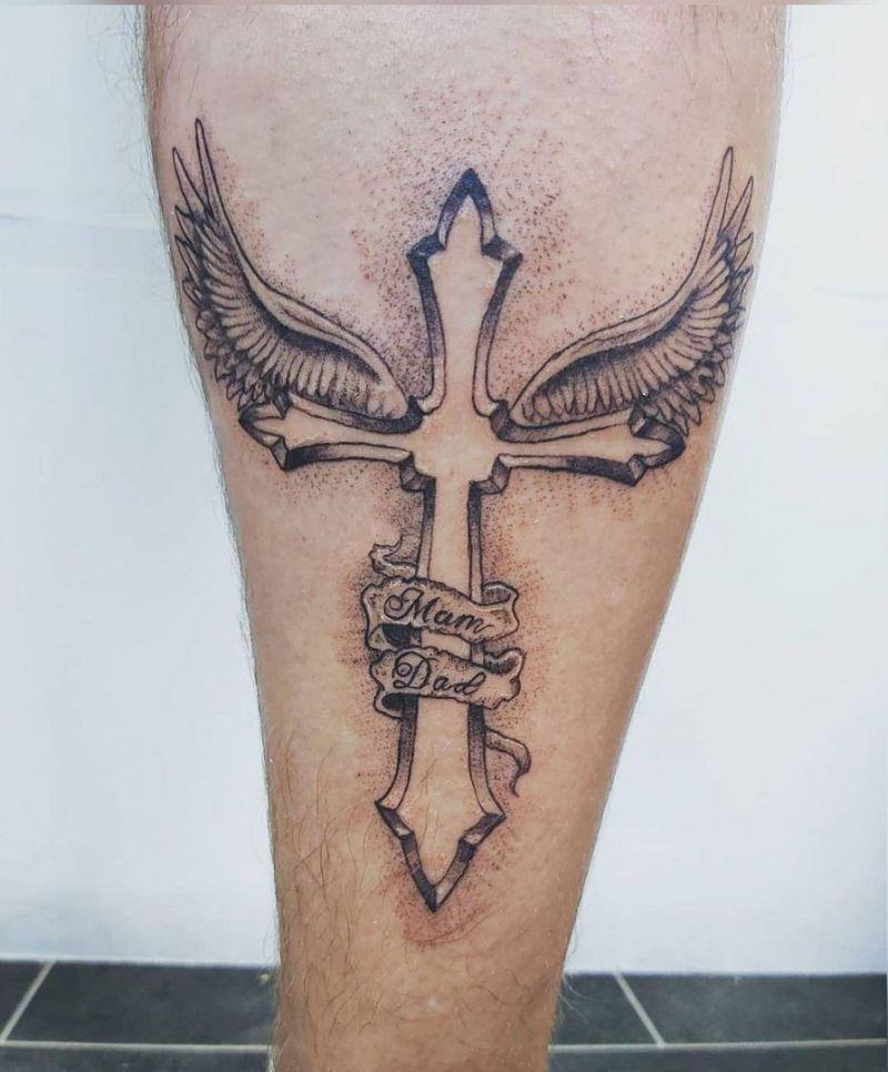 30 Pretty Cross with Wings Tattoos Make You Attractive