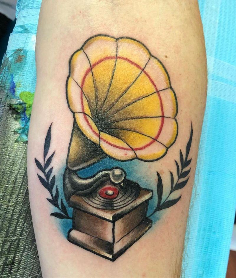 30 Creative Record Player Tattoos You Must Love