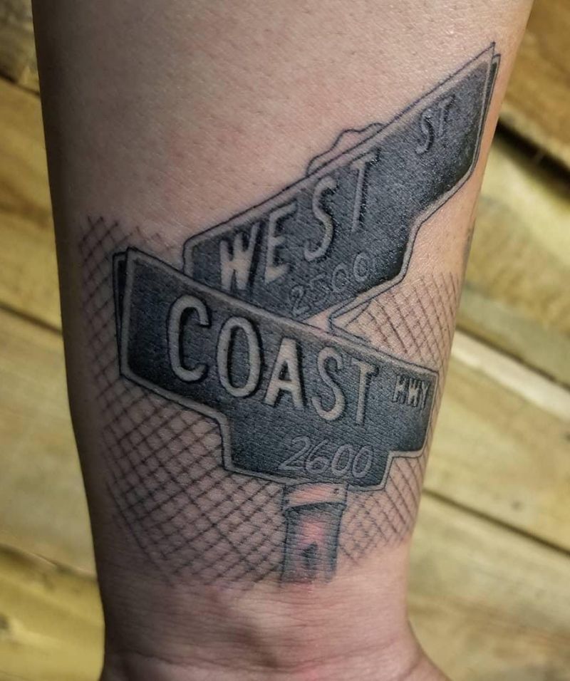 24 Pretty Street Sign Tattoos to Inspire You