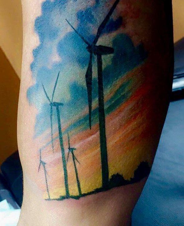 11 Pretty Wind Turbine Tattoos You Can Copy