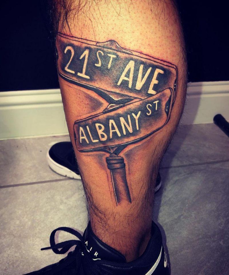 24 Pretty Street Sign Tattoos to Inspire You