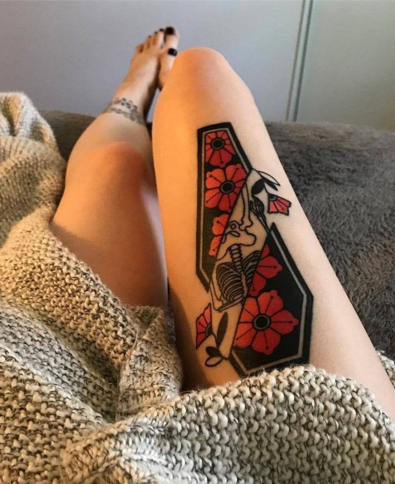 30 Pretty Coffin Tattoos to Inspire You