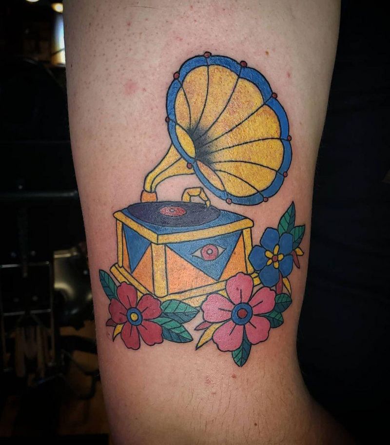 30 Creative Record Player Tattoos You Must Love