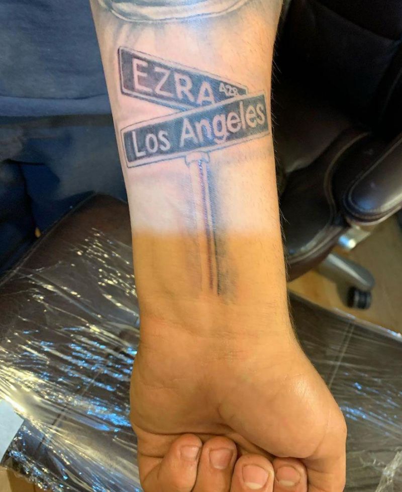 24 Pretty Street Sign Tattoos to Inspire You