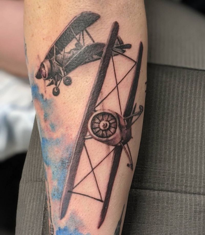 30 Pretty Biplane Tattoos You Can Copy